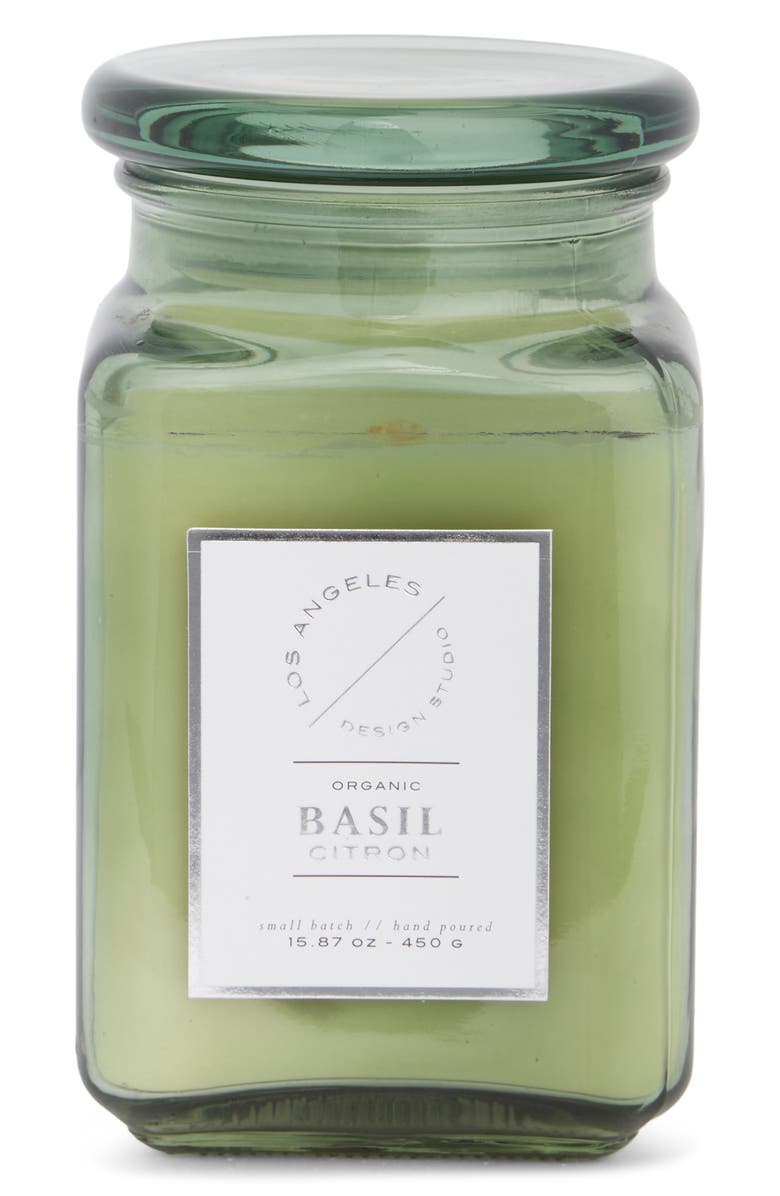 PORTOFINO CANDLES Basil & Citron Square Jar Candle, Main, color, 