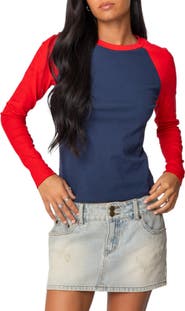 EDIKTED Tommi Stretch Cotton Baseball T-Shirt