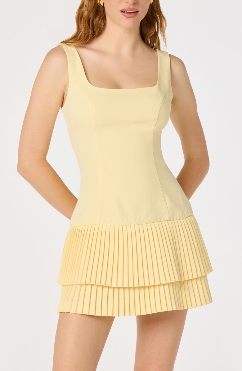 ASTR the Label Jadah Tiered Pleated Minidress, Alternate, color, Yellow