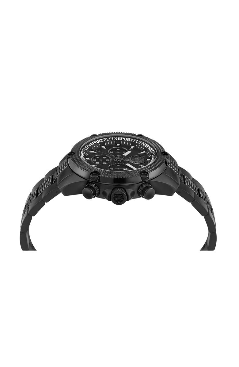 PLEIN SPORT Hurrican Three-Hand Quartz Multi-Function Bracelet Watch, 44mm, Alternate, color, Black