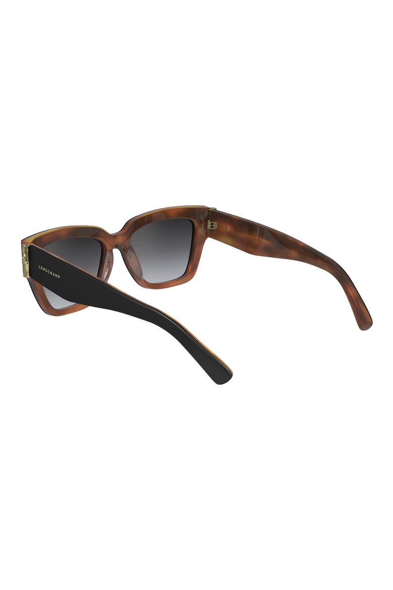53mm Gradient Modified Rectangular Sunglasses, Alternate, color, BLACK/HAVANA