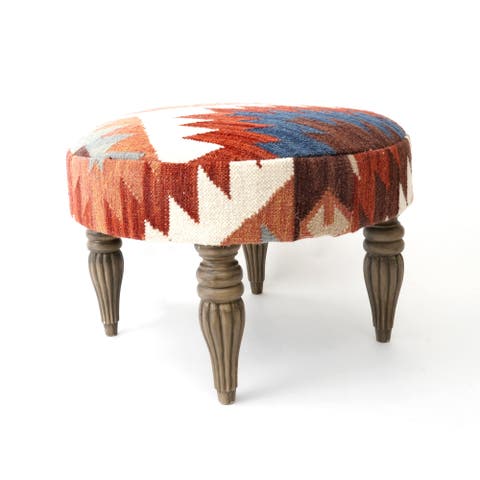 Tribal Kilim Pattern Footstool