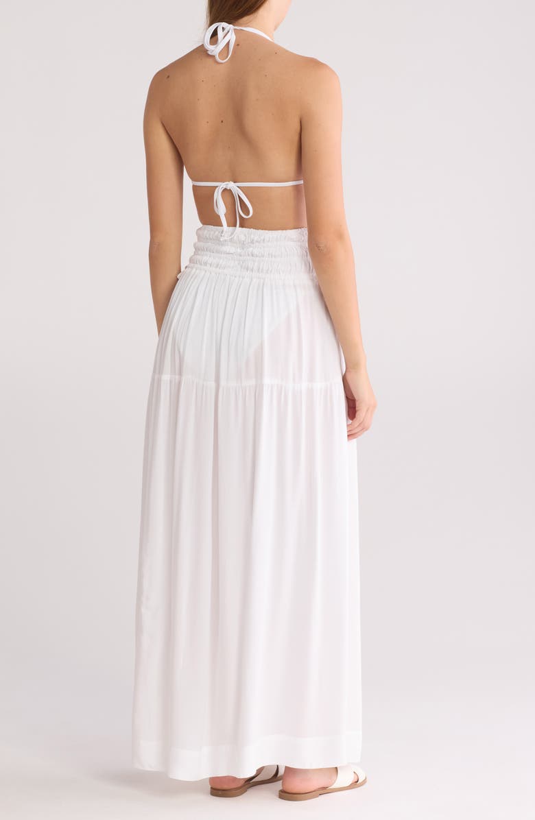 Elan Smocked Waist Maxi Cover-Up Skirt, Alternate, color, White