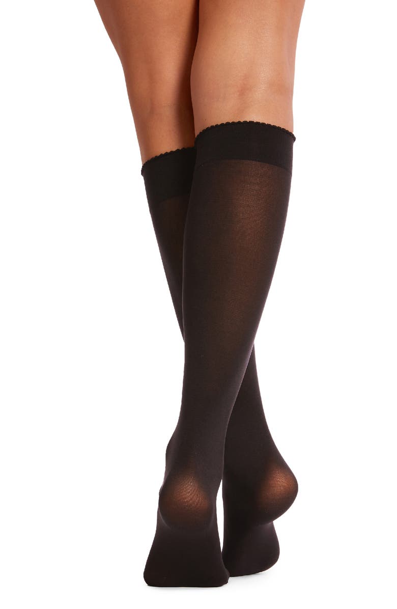 Wolford Velvet De Luxe Knee High Socks, Alternate, color, Nearly Black
