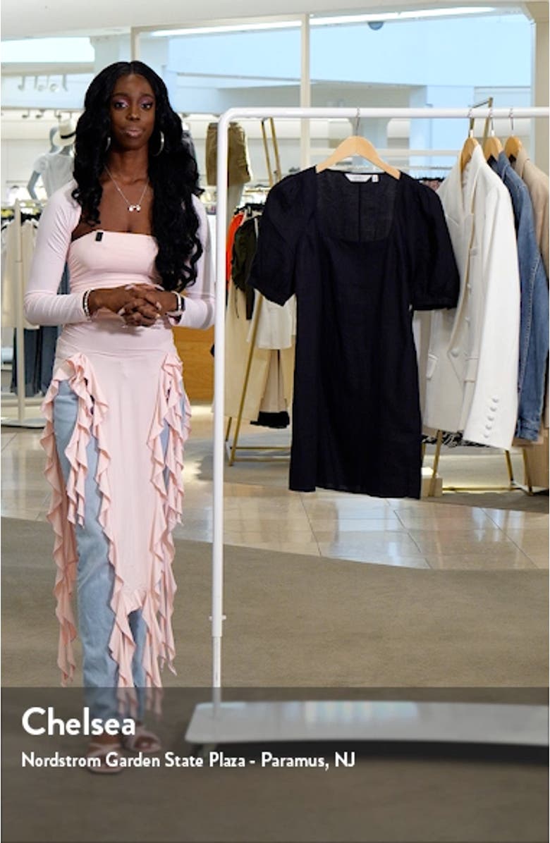 Dalia Square Neck Puff Sleeve Linen Dress, sales video thumbnail