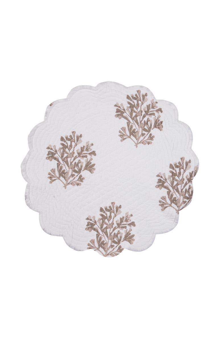 C&F Home Barley Coast Shells Quilted Round 100% Cotton Set of 6 Placemats 17", Alternate, color, Brown