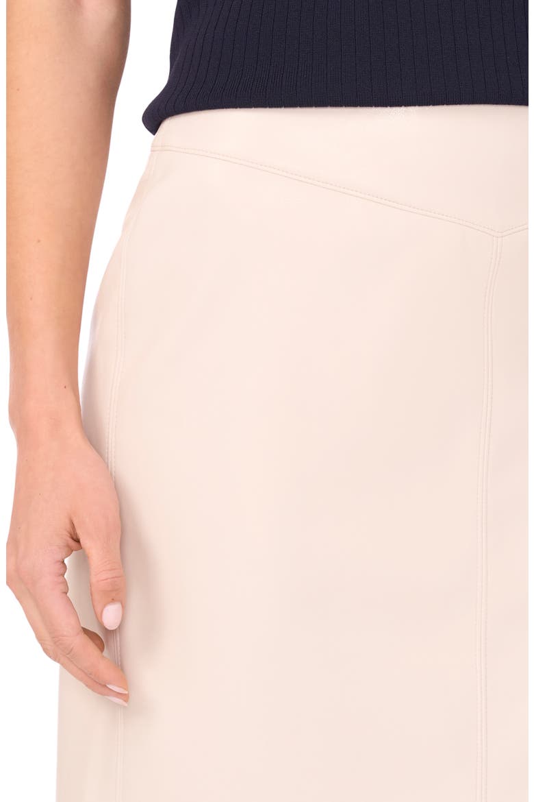 Waistband Seam Detail Faux Leather Midi Skirt, Alternate, color, MOONBEAM