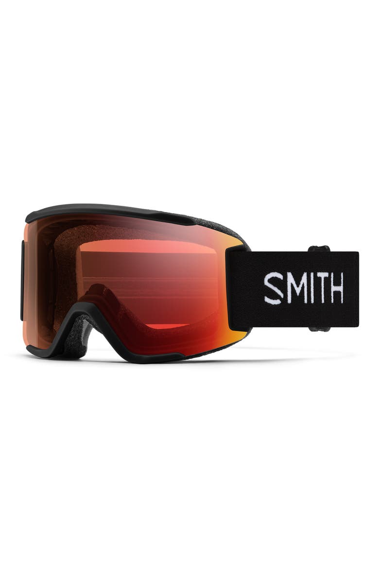 Squad Small Fit ChromaPop™ Low Bridge Snow Goggles, Main, color, BLACK / PHOTOCHROMIC RED