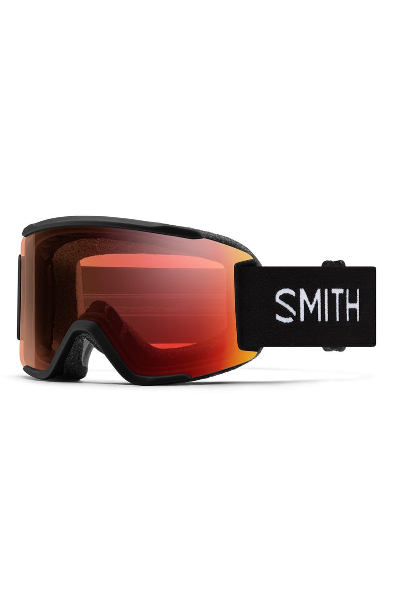 Smith Squad Small Fit ChromaPop<sup>™</sup> Low Bridge Snow Goggles, Main, color, Black / Photochromic Red