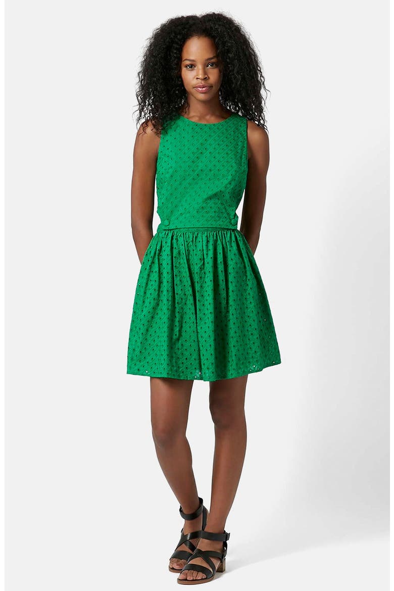 Embroidered Pinafore Dress, Alternate, color, GREEN
