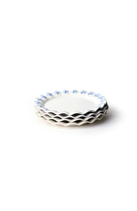 French Blue Sprout Ruffle Round Platters Set of 4