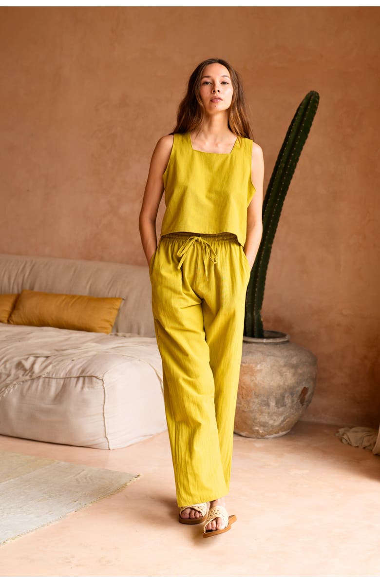 PINK HALEY Becca Linen Top, Alternate, color, Lemongrass