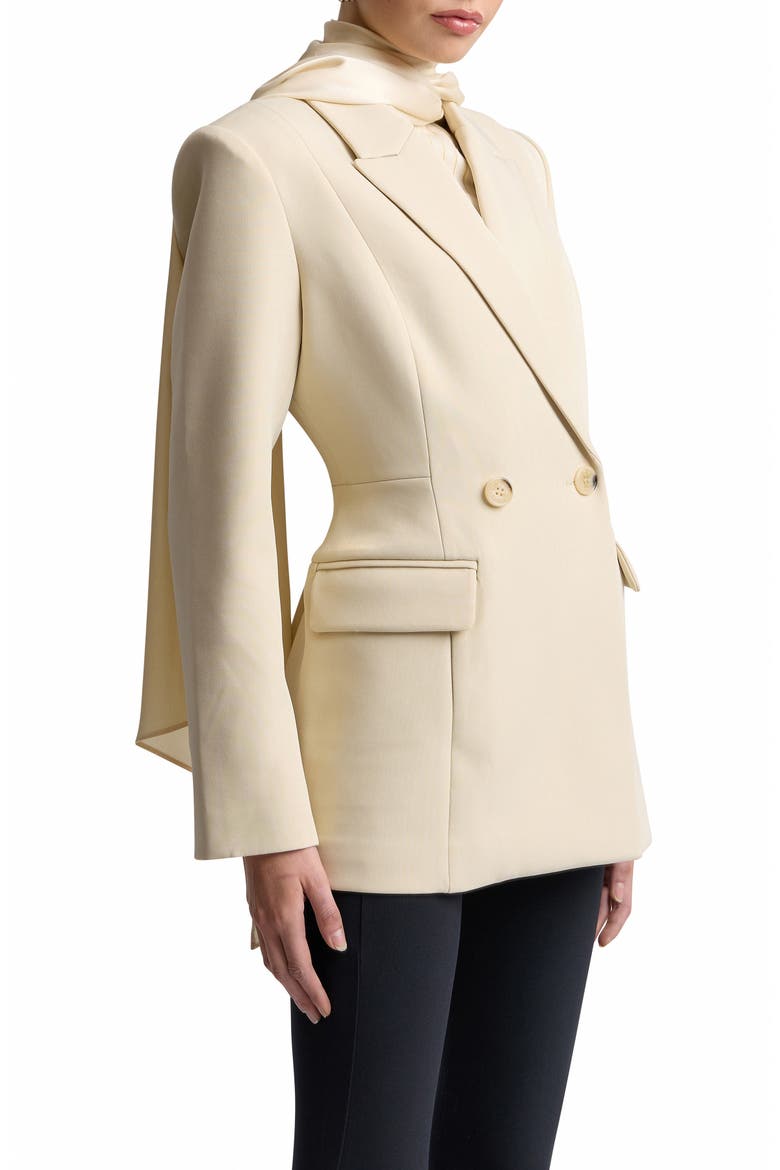 Sculpted Stretch Jacket with Detachable Scarf, Alternate, color, ALMOND