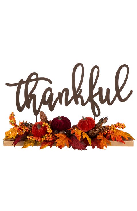 24"L Harvest Metal Sign Floral Center Piece