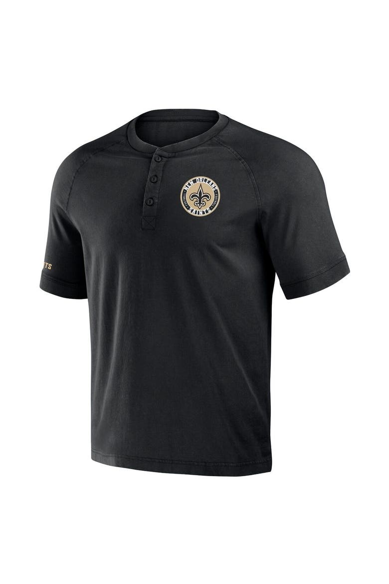 Men's NFL x Darius Rucker Collection by Fanatics Black New Orleans Saints Washed Raglan Henley T-Shirt, Alternate, color, Black