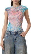 AFRM Nina Print Cap Sleeve Mesh Top