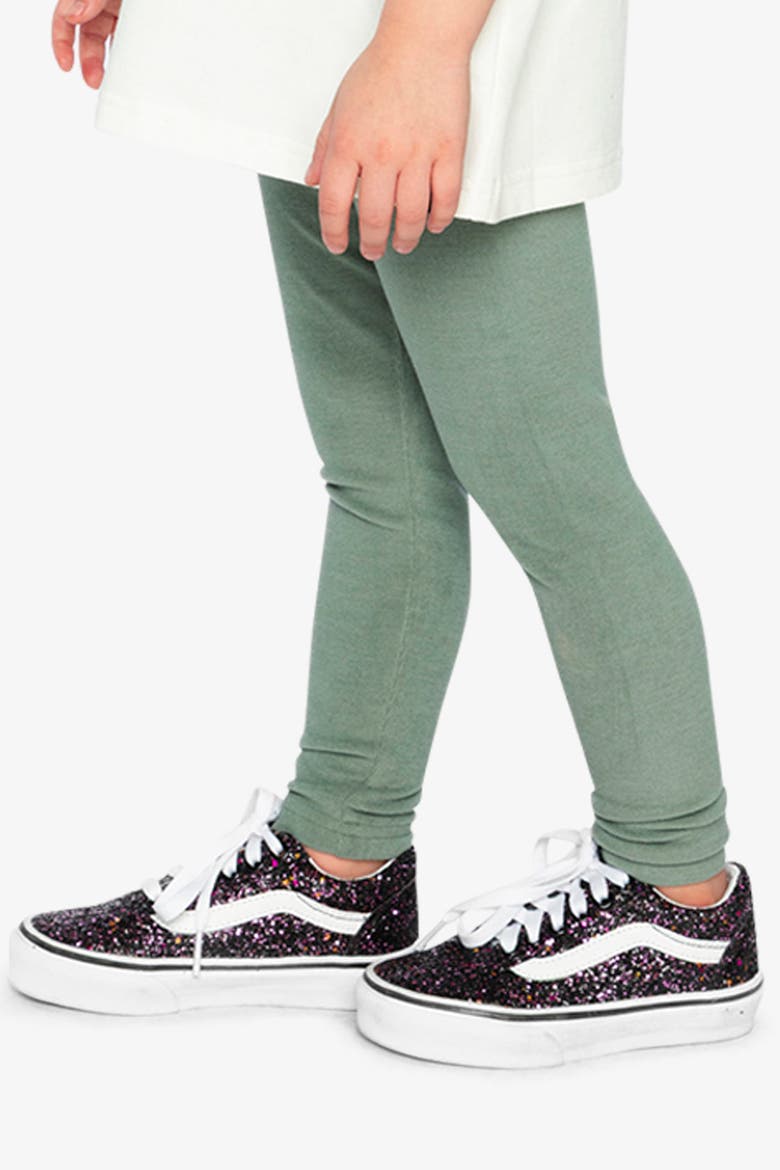 Ribbed Elastic Waist Logo Patch Leggings, Alternate, color, Green Printed Green