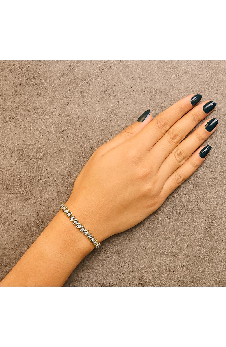 Haus of Brilliance 14K Yellow Gold Plated .925 Sterling Silver 1/2 Cttw Round Miracle-Set Diamond S-Curve Tennis Bracelet, Alternate, color, Yellow Gold Over Silver