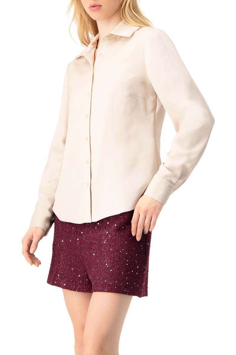 Long Sleeve Button-Up Shirt, Alternate, color, Ivory