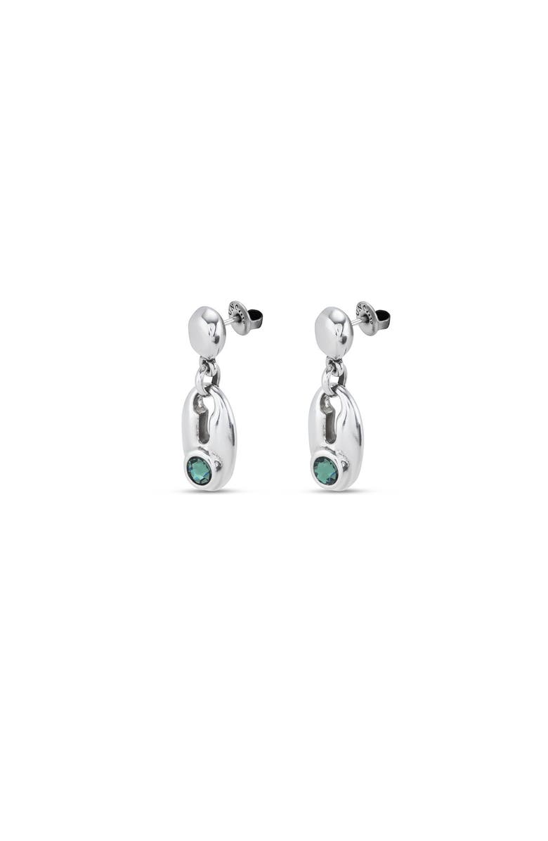 UNODE50 Green Crystal Drop Earrings, Alternate, color, Silver