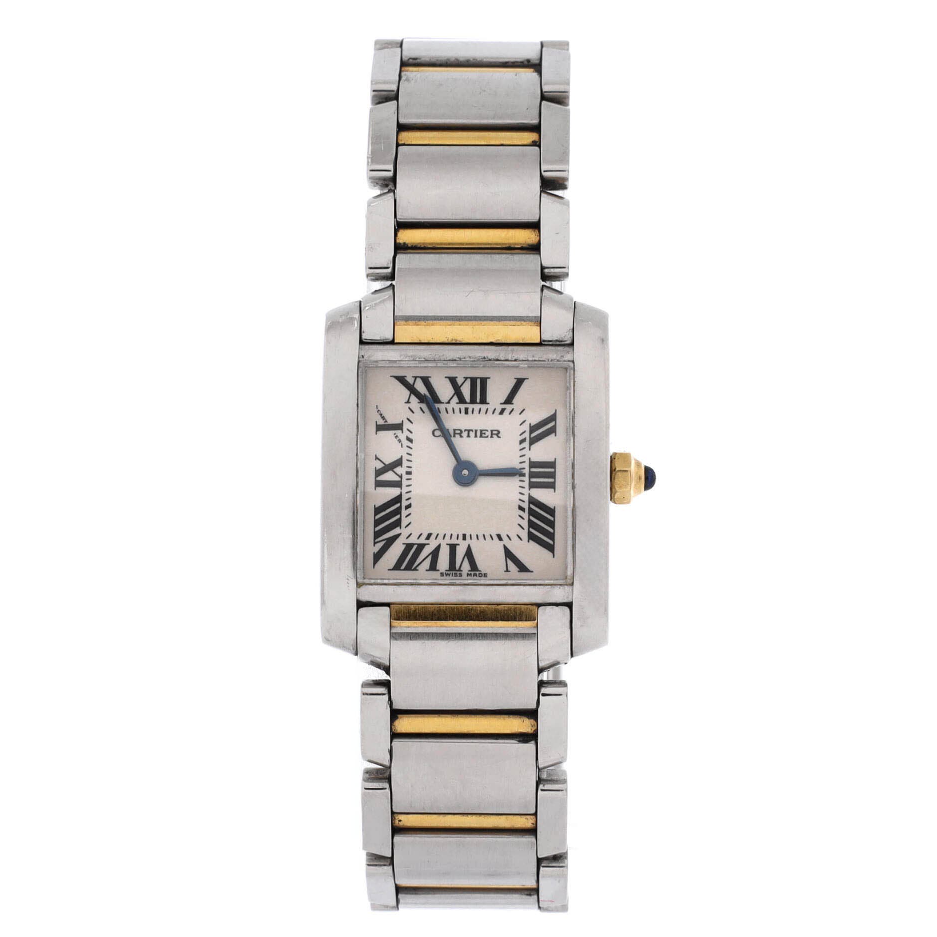 Tank Francaise Quartz Watch Stainless Steel and Yellow Gold 20, Main, color, Metallic Gold