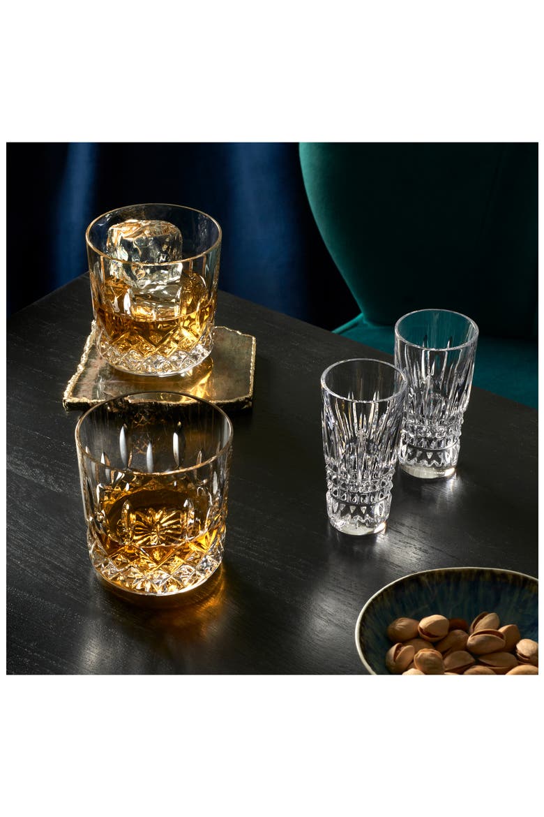 Giftology Lismore Set of 2 Lead Crystal Double Old Fashioned Glasses, Alternate, color, CRYSTAL