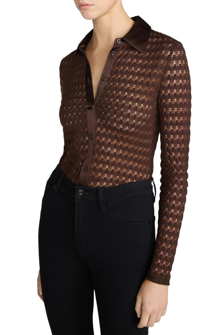 Bubble Stitch Shirt, Alternate, color, CHESTNUT