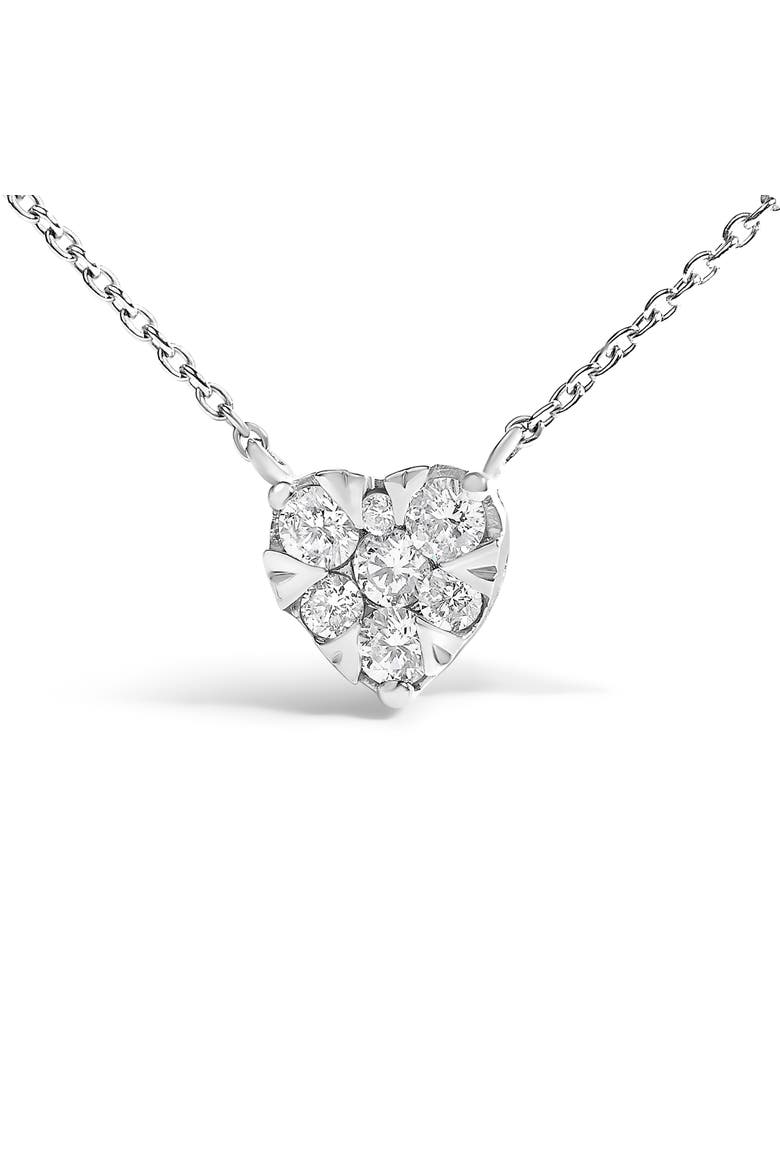14K White Gold 1/4 Cttw Diamond Composite Heart Pendant Necklace, Alternate, color, White