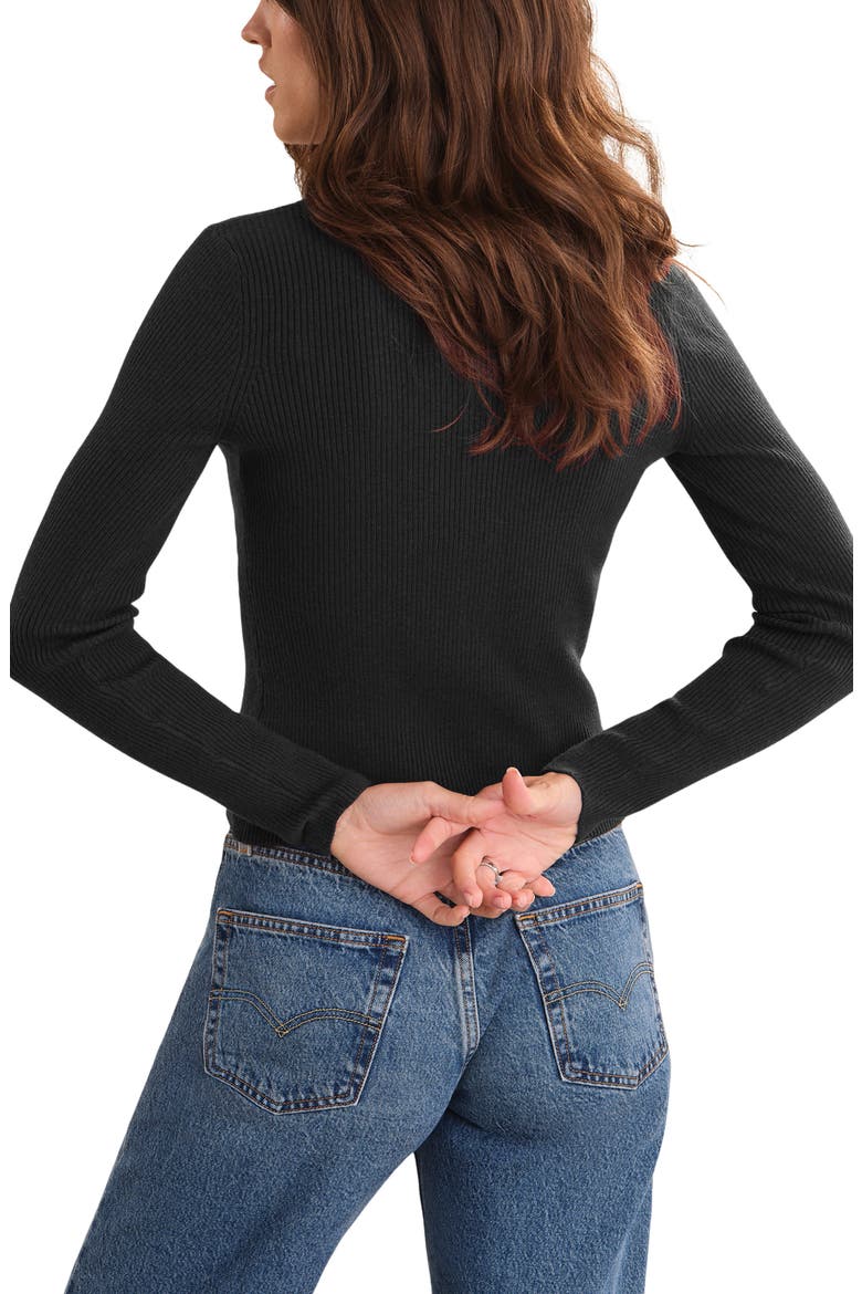 Ginny Collar Long Sleeve Henley Top, Alternate, color, BLACK