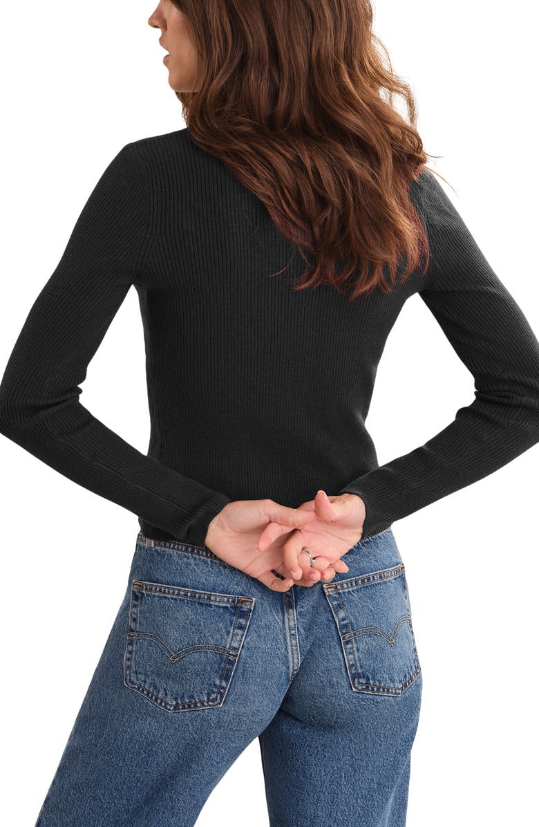 525 Ginny Collar Long Sleeve Henley Top, Alternate, color, Black