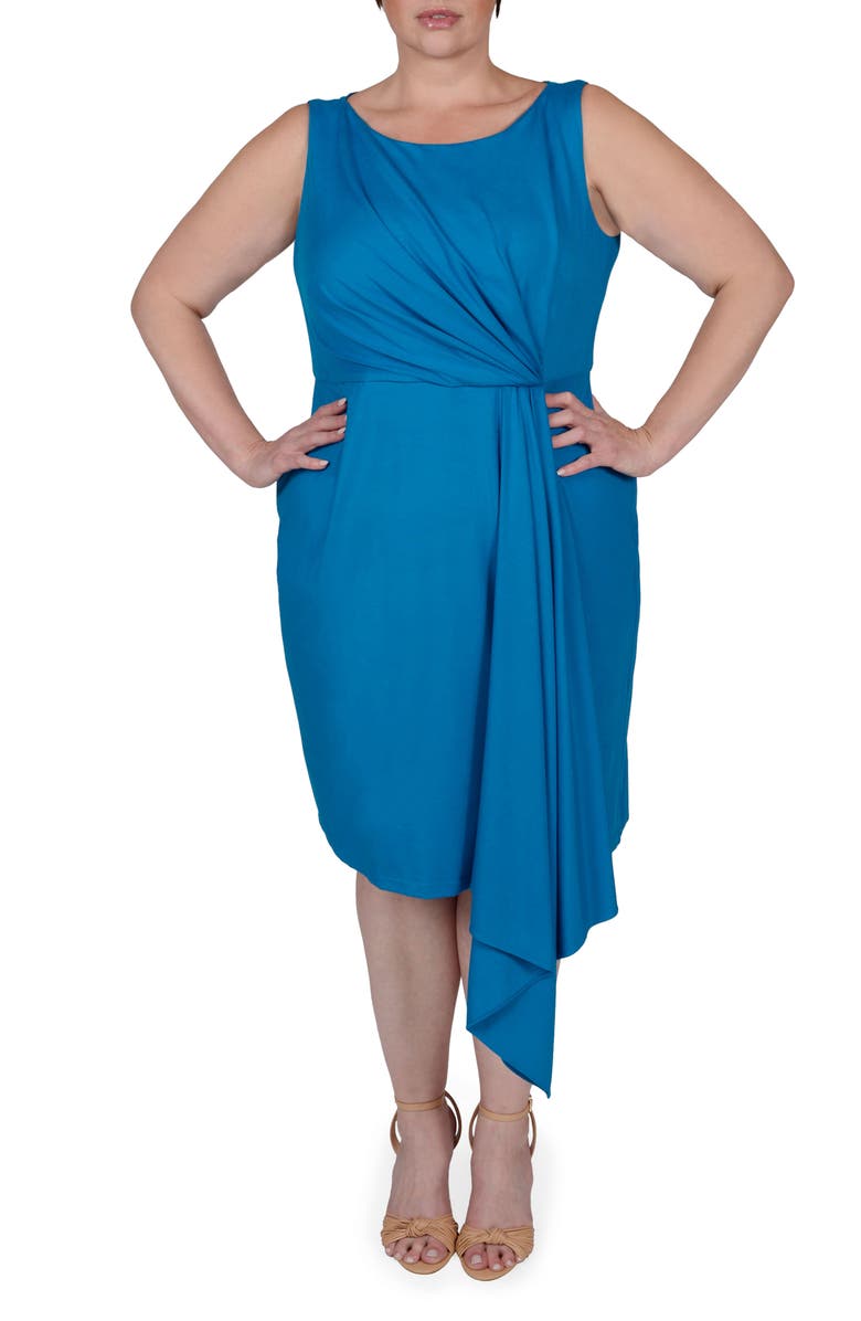 MAYES NYC Adele Ruched Sheath Dress, Main, color, Blue