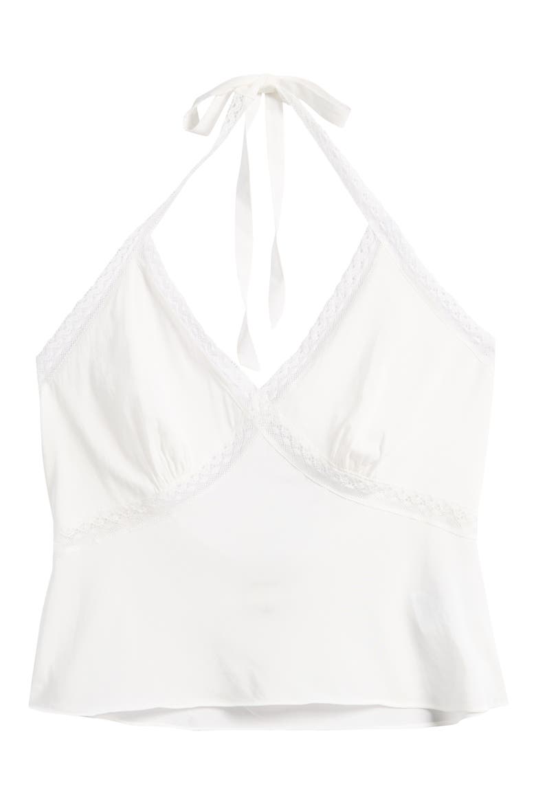 Monica Lace Trim Halter Top, Main, color, WHITE