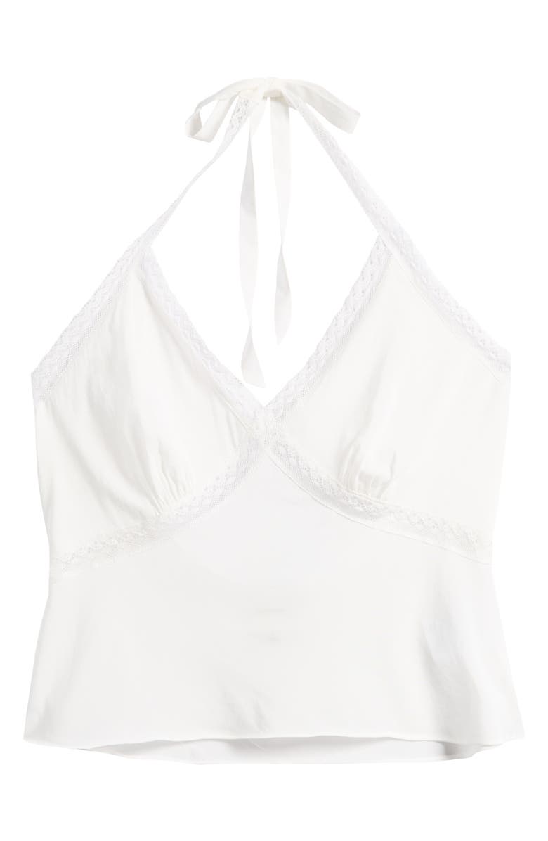 Reformation Monica Lace Trim Halter Top, Main, color, White