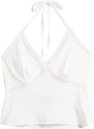 Reformation Monica Lace Trim Halter Top