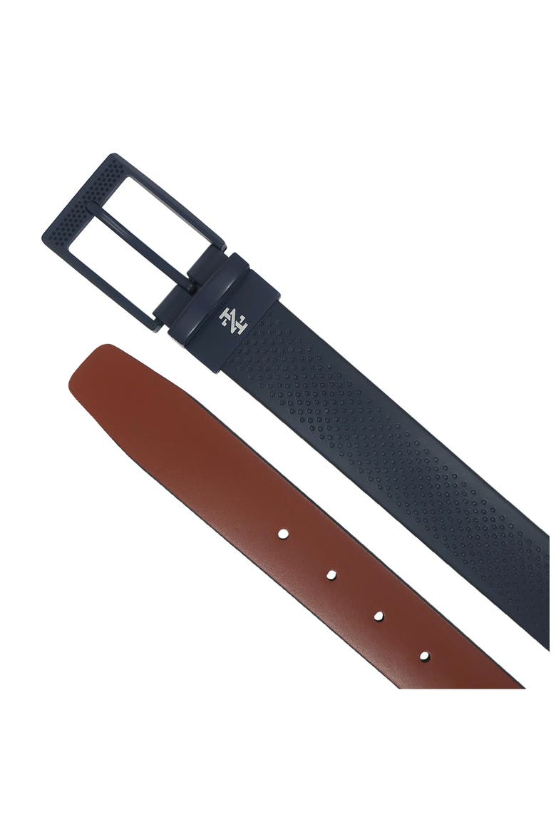 Golf Reversible Embossed Perf to Smooth Texture Leather Belt, Alternate, color, Navy/Cognac