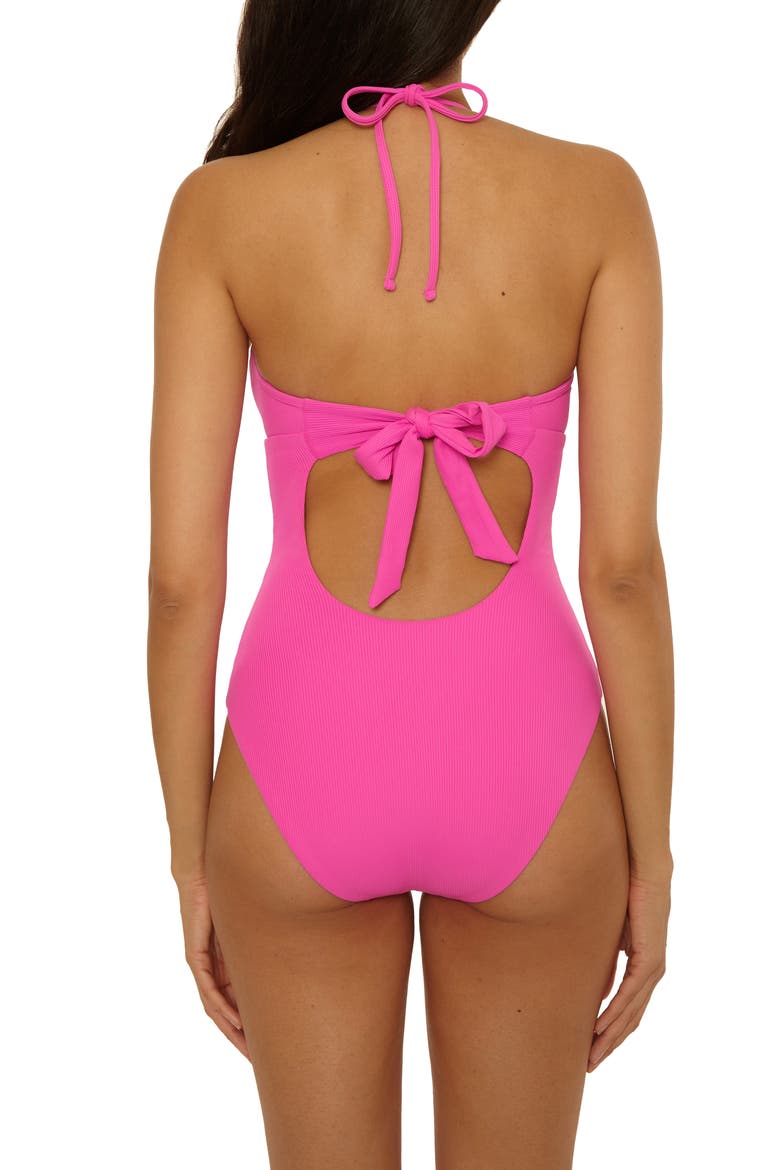 Modern Edge Rib One-Piece Swimsuit, Alternate, color, ROSE BERRY