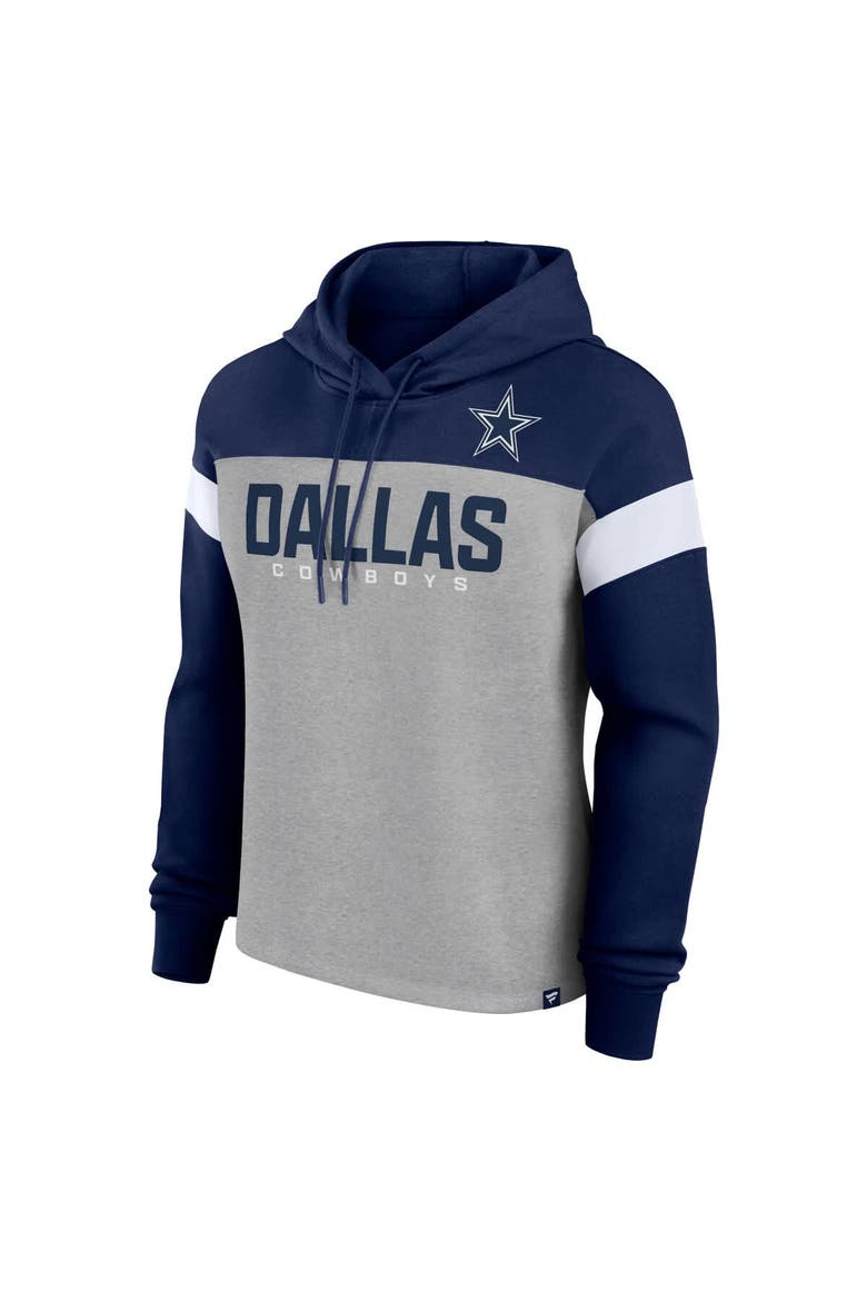 Women's Fanatics Heather Gray/Navy Dallas Cowboys Bold Play Call Pullover Hoodie, Alternate, color, Heather Gray