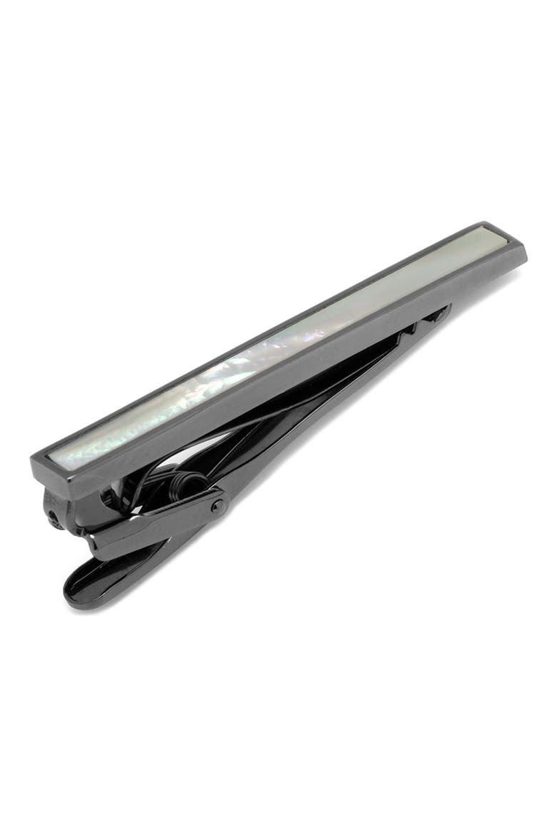 Mother-of-Pearl Inlaid Tie Clip, Main, color, BLACK