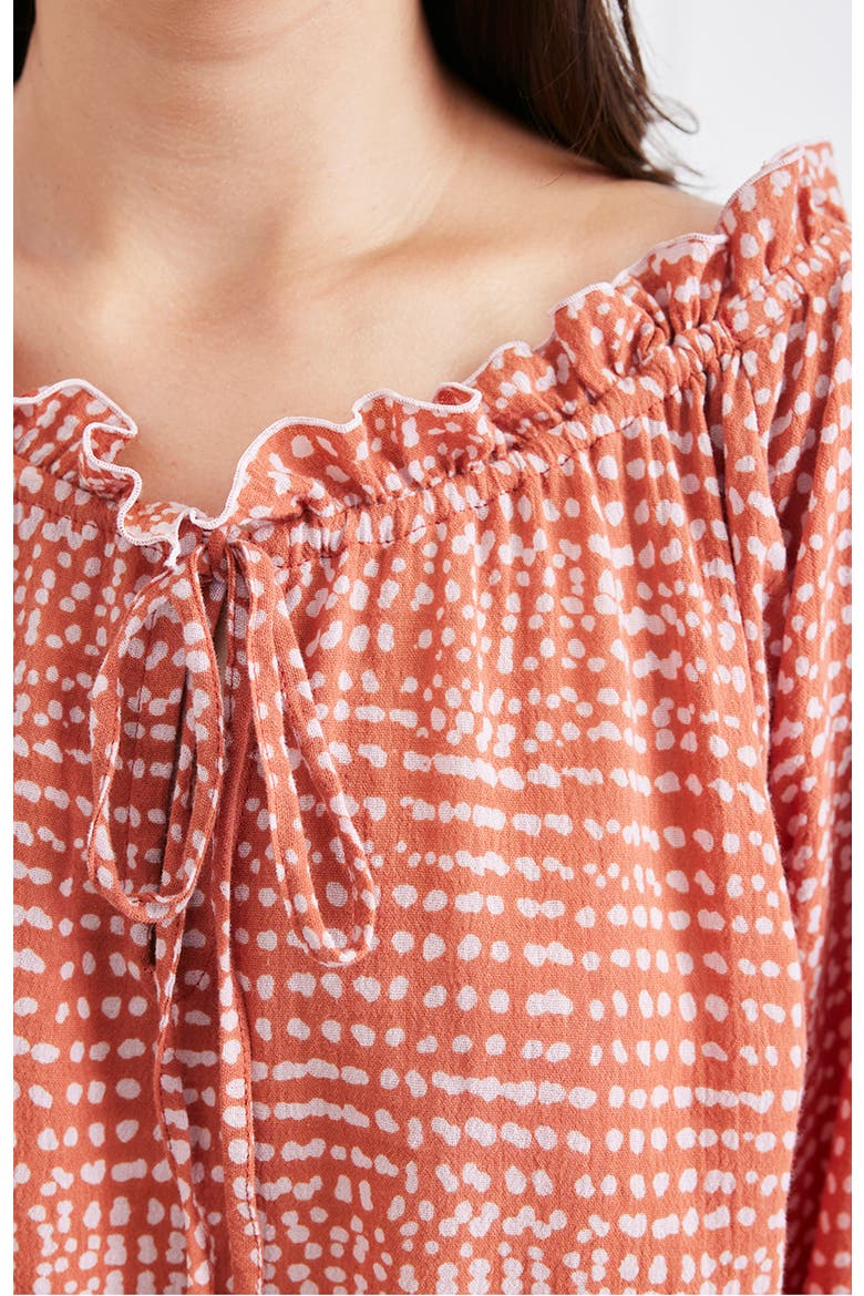 Esme Long Sleeve Top, Alternate, color, Saffron Dot