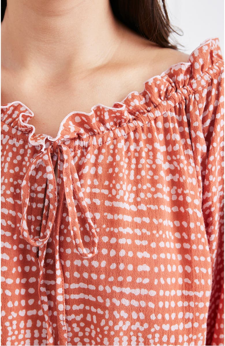 Paneros Clothing Esme Long Sleeve Top, Alternate, color, Saffron Dot