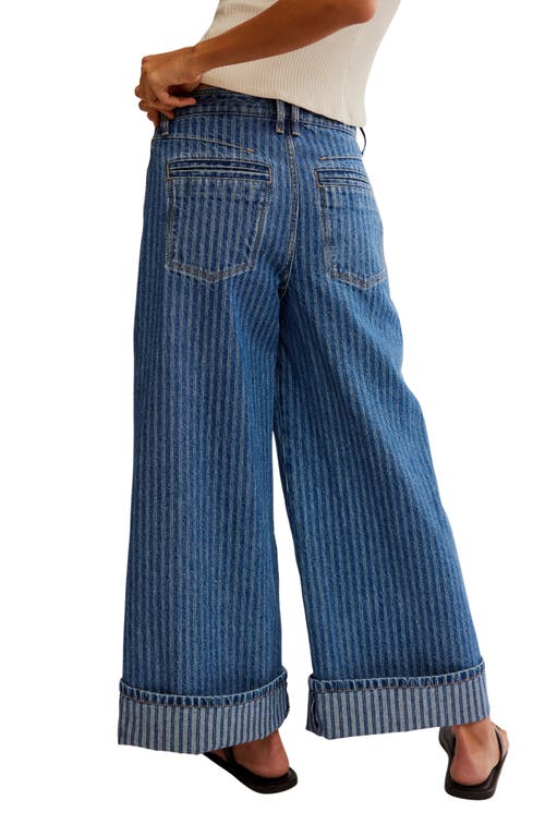 FREE PEOPLE FREE PEOPLE BRETTE STRIPE HIGH WAIST CROP WIDE LEG JEANS 