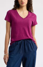 Caslon® Cotton & Modal V-Neck T-Shirt