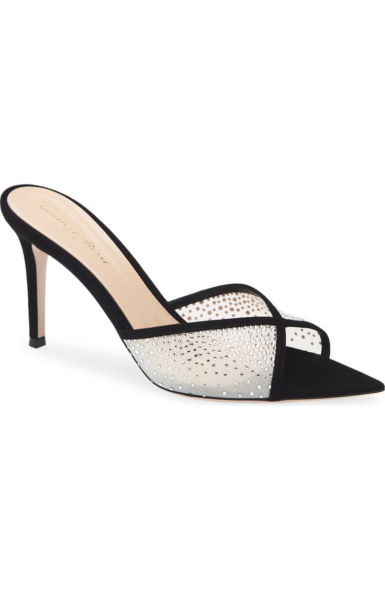 Gianvito Rossi Pointed Toe Slide Sandal, Main, color, Black Offwhite
