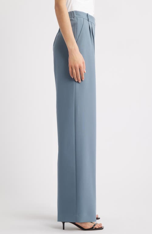 Open Edit Pleated Wide Leg Pants In Blue Weather