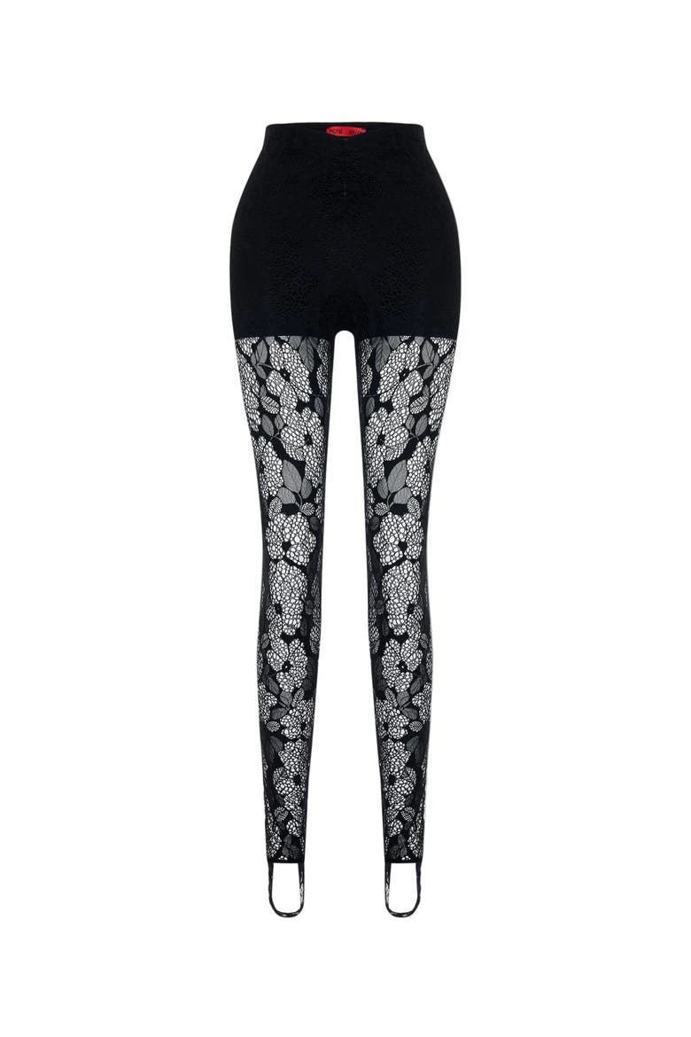 The Party Edit Lace Leggings With Built In Ribbed Shorts, Main, color, BLACK