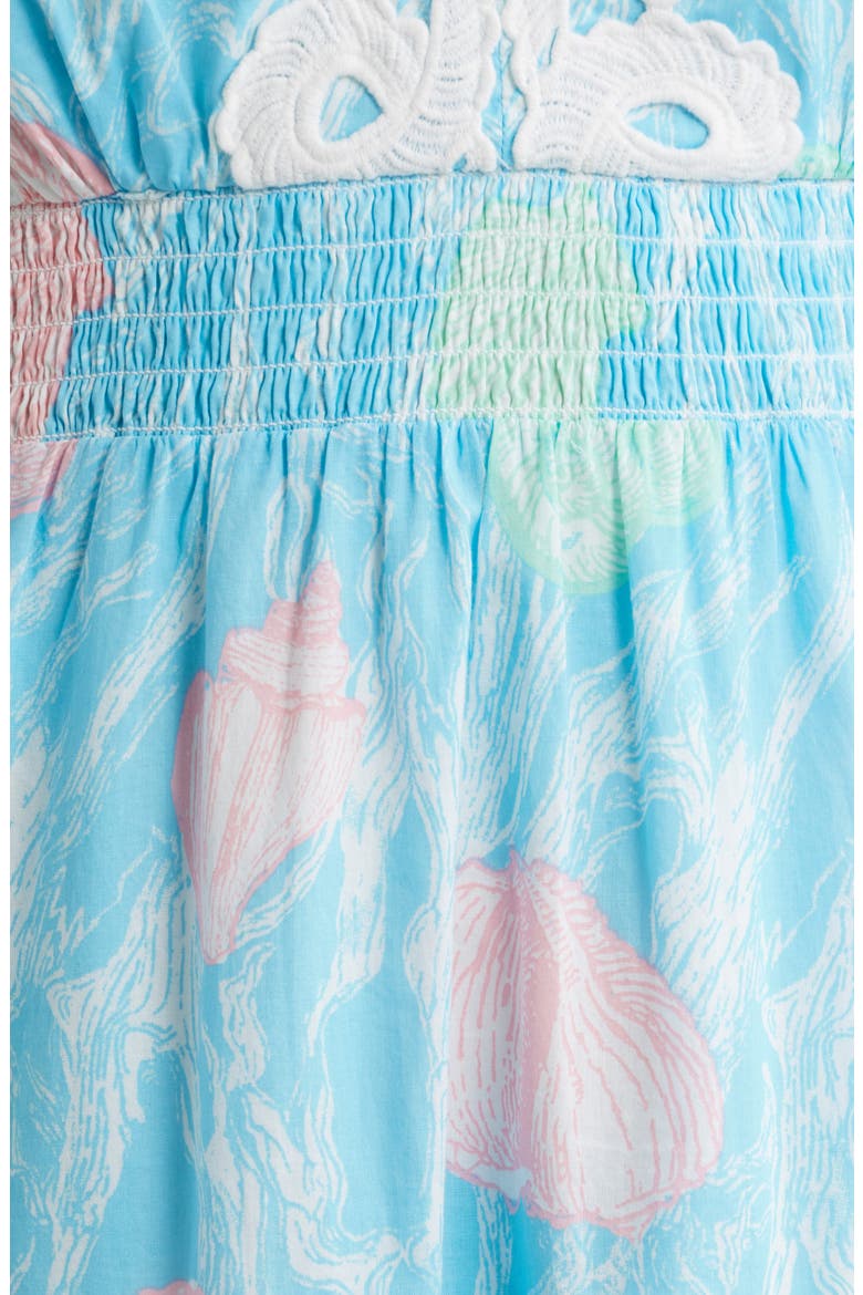 Zanna Shell Print Midi Sundress, Alternate, color, CAPRI BLUE SHELDEN