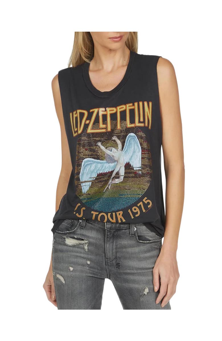 Lauren Moshi KelScoop Neck Muscle Tank-Crystal Led Zeppelin, Alternate, color, Onyx