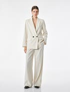Koton Long Sleeve Double-Breasted Pinstriped Blazer