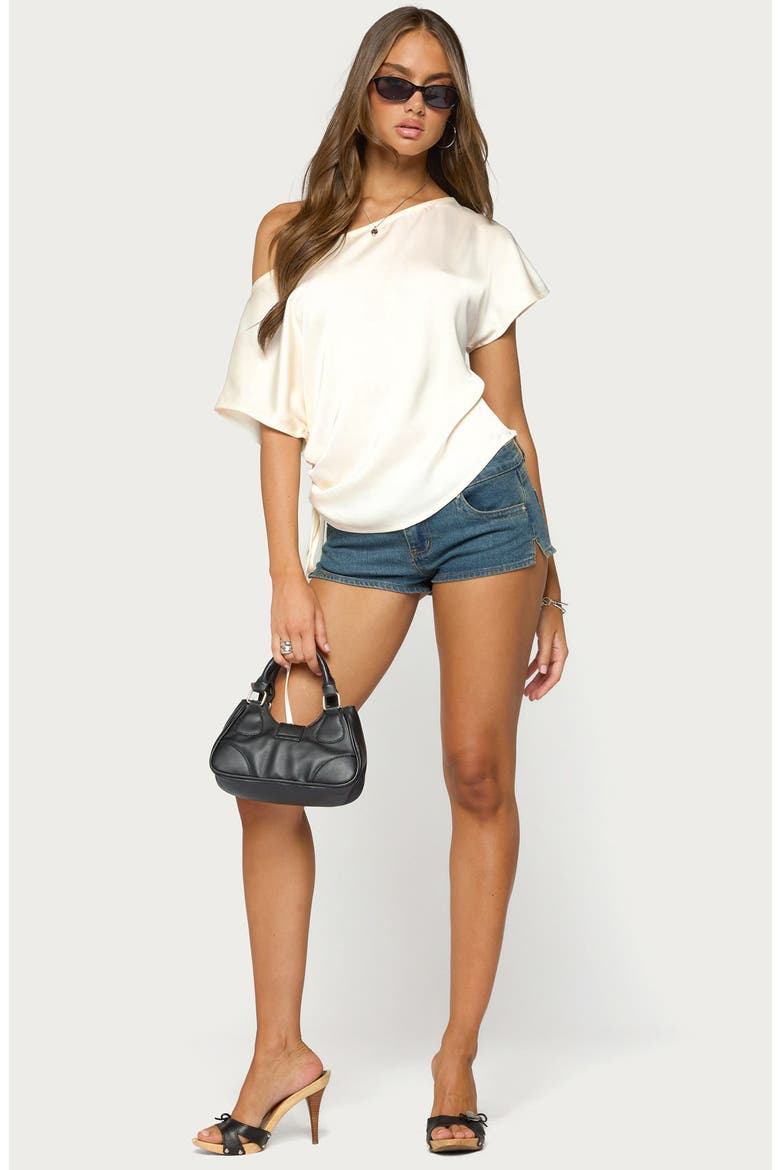 Jori Off Shoulder Satin Top, Alternate, color, CREAM