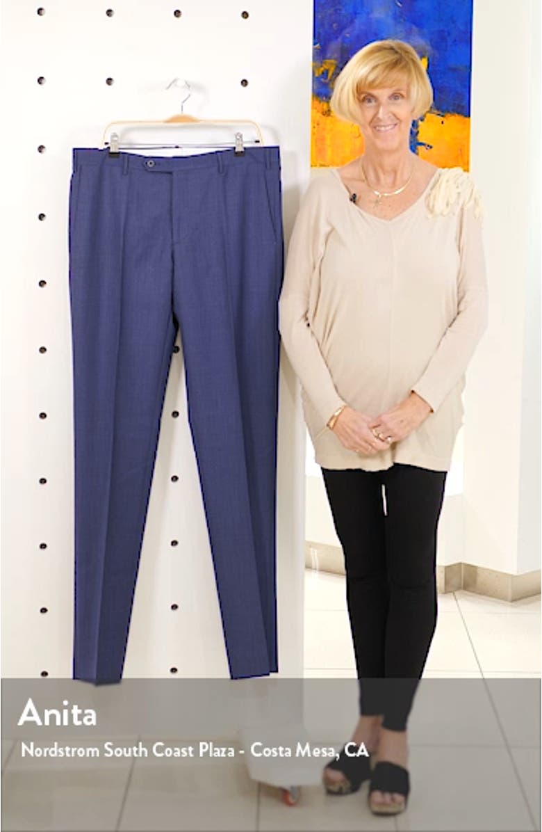 Parker Flat Front Sharkskin Wool Trousers, sales video thumbnail